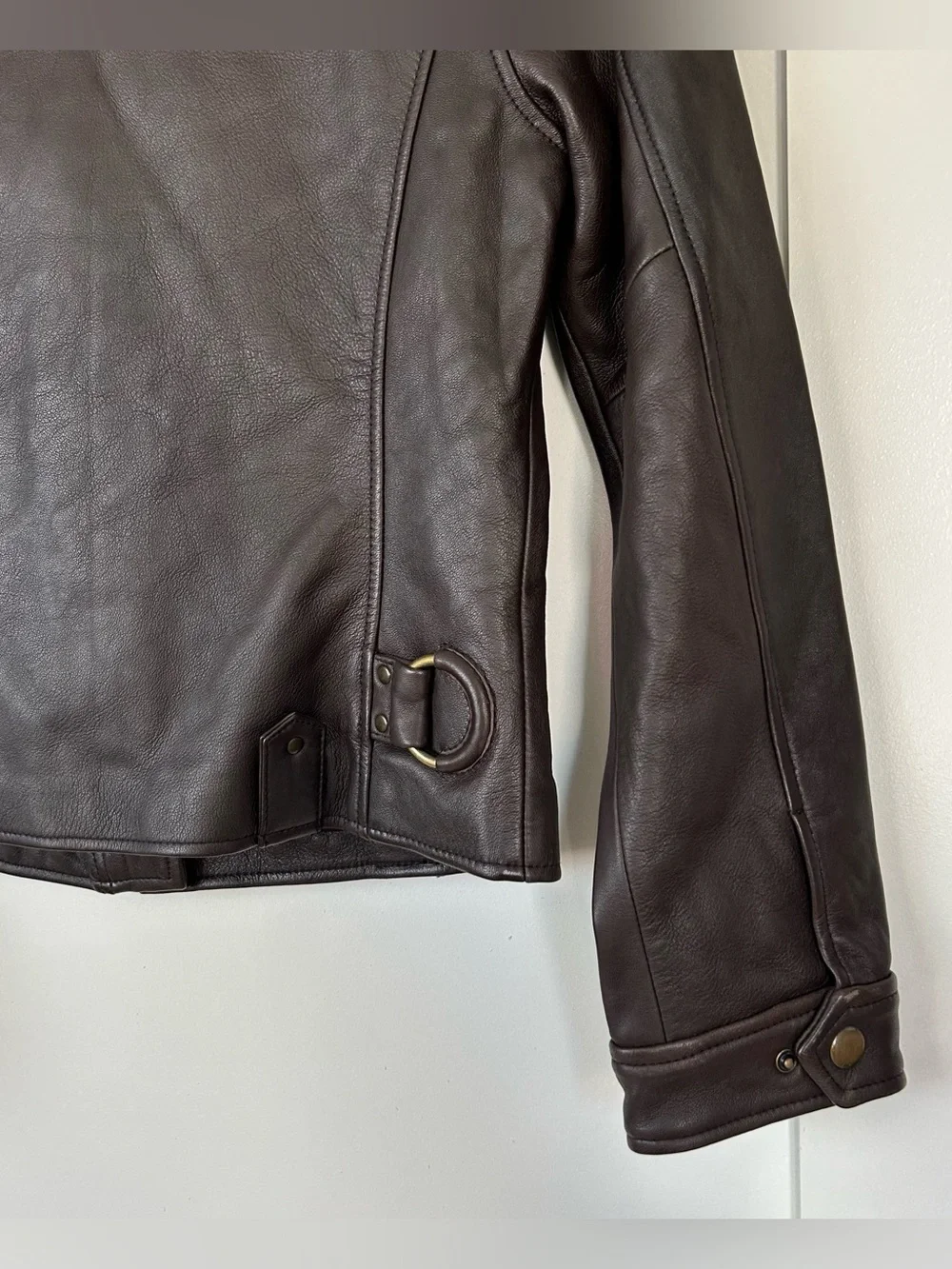 Frye Leather Moto Jacket Brown Size Small